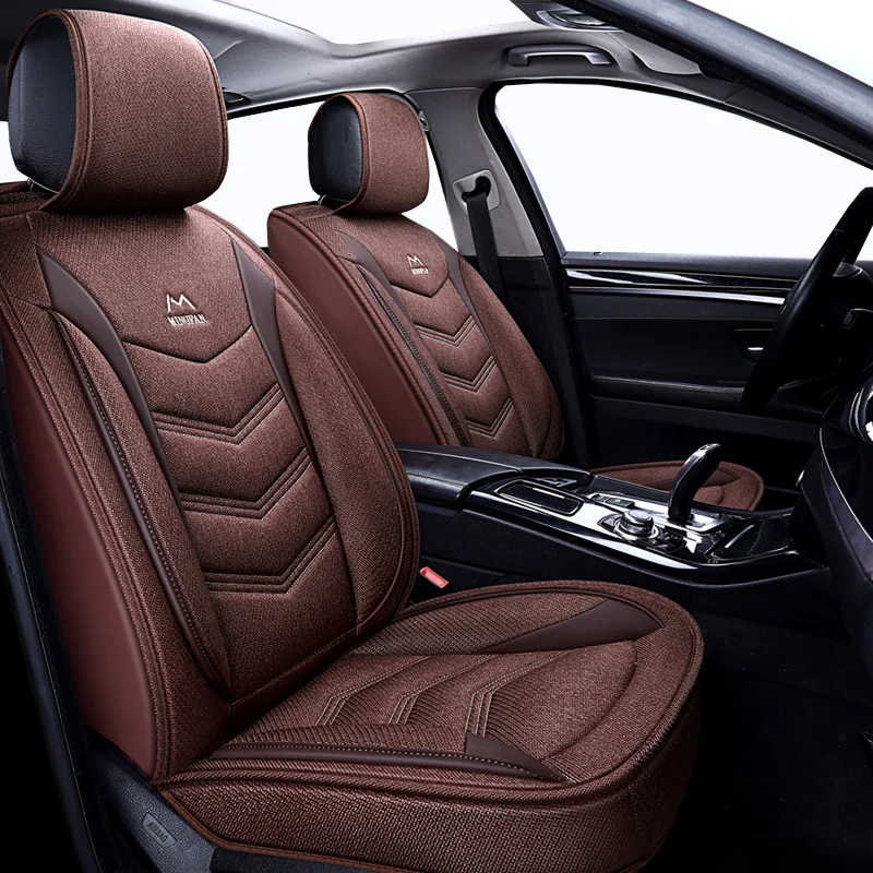 (Передние и задние) универсальные льняные чехлы на автомобильные сиденья для