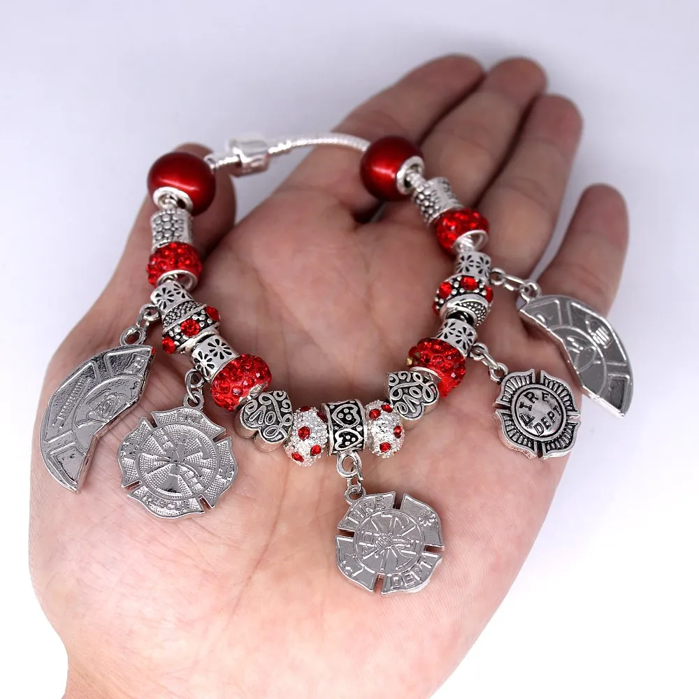 Двойные бусины с большим отверстием в носу браслеты пожарного спасательного FD