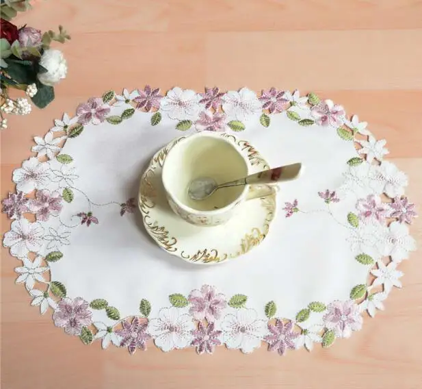 Современный атласный коврик с вышивкой, чашка, кружка для чая, кофе, подставка для кухни, обеденный стол, коврик для места, кружева, для рождественских напитков, вечерние коврики