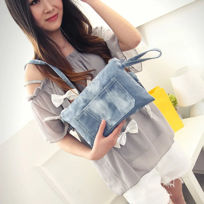 Джинсовой Ткани женщин Сумки Посыльного Дамы Мини Небольшой Мешок Плеча