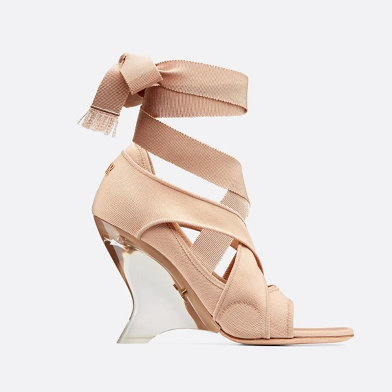 Srange/стильные летние женские туфли на высоком каблуке-копытце Открытые