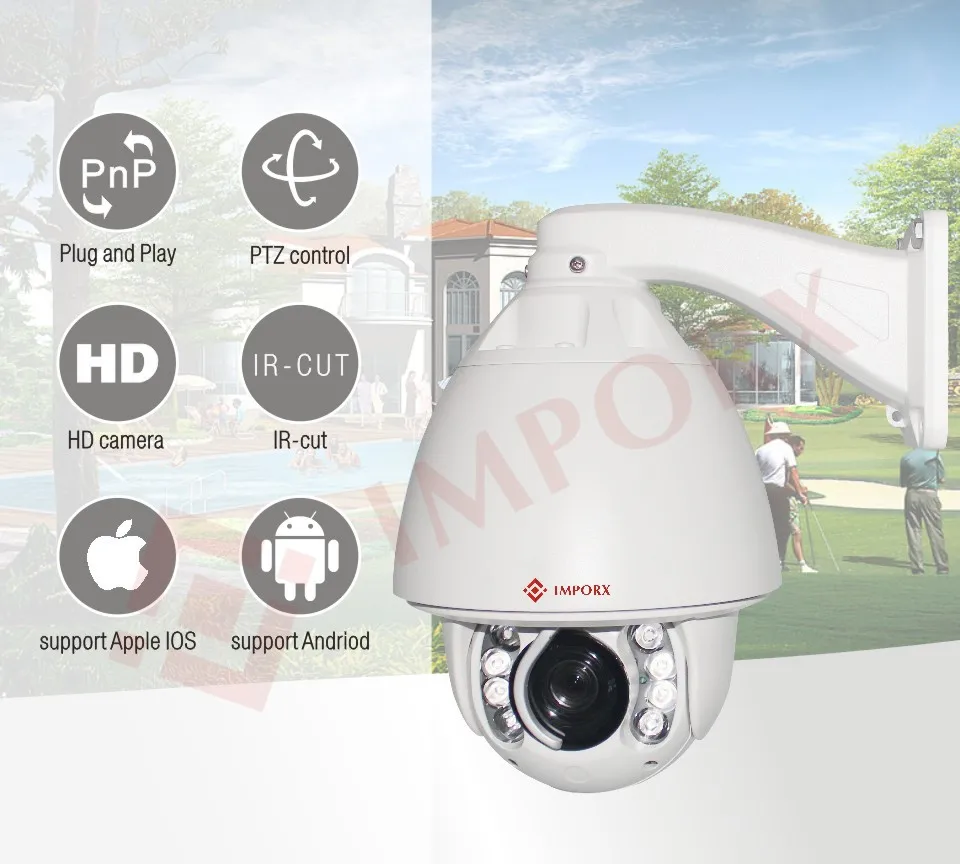 IMPORX Wifi камера 1080P 20X с автоматическим отслеживанием CCTV наружная PTZ 2MP POE