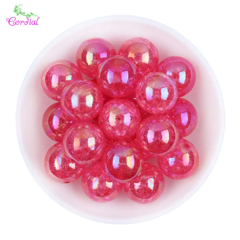 Hot Pink 20 мм, 100 шт./лот, Модный выбор, цветной жевательный шар, жевательная резинка, акриловый прозрачный AB трещины, бусины, цветные, массивные бусины для ожерелья, ювелирные изделия - Цвет: Hot Pink