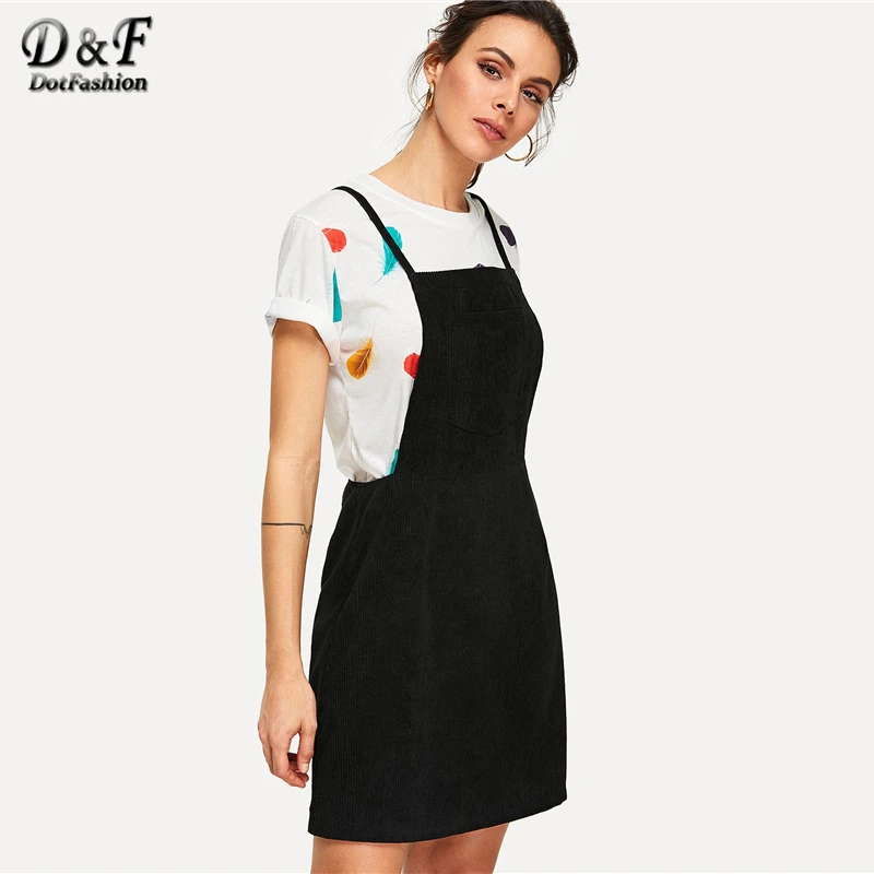 Dotfashion платье с перекрещивающимися лямками на спине летнее платье без рукавов в консервативном стиле и расклешенное платье женское черное короткое платье-сарафан