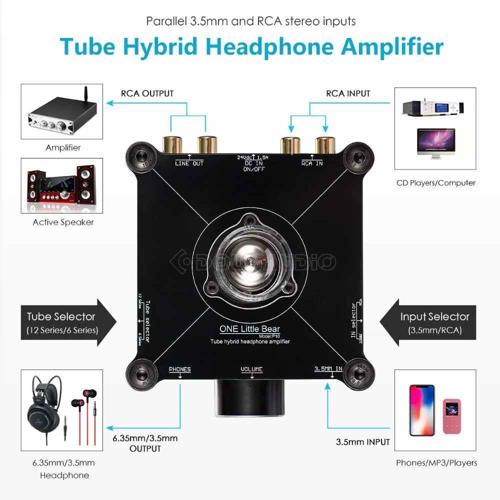 P10 HiFi трубчатый вакуумный 12AU7 гибридный усилитель для наушников Стерео