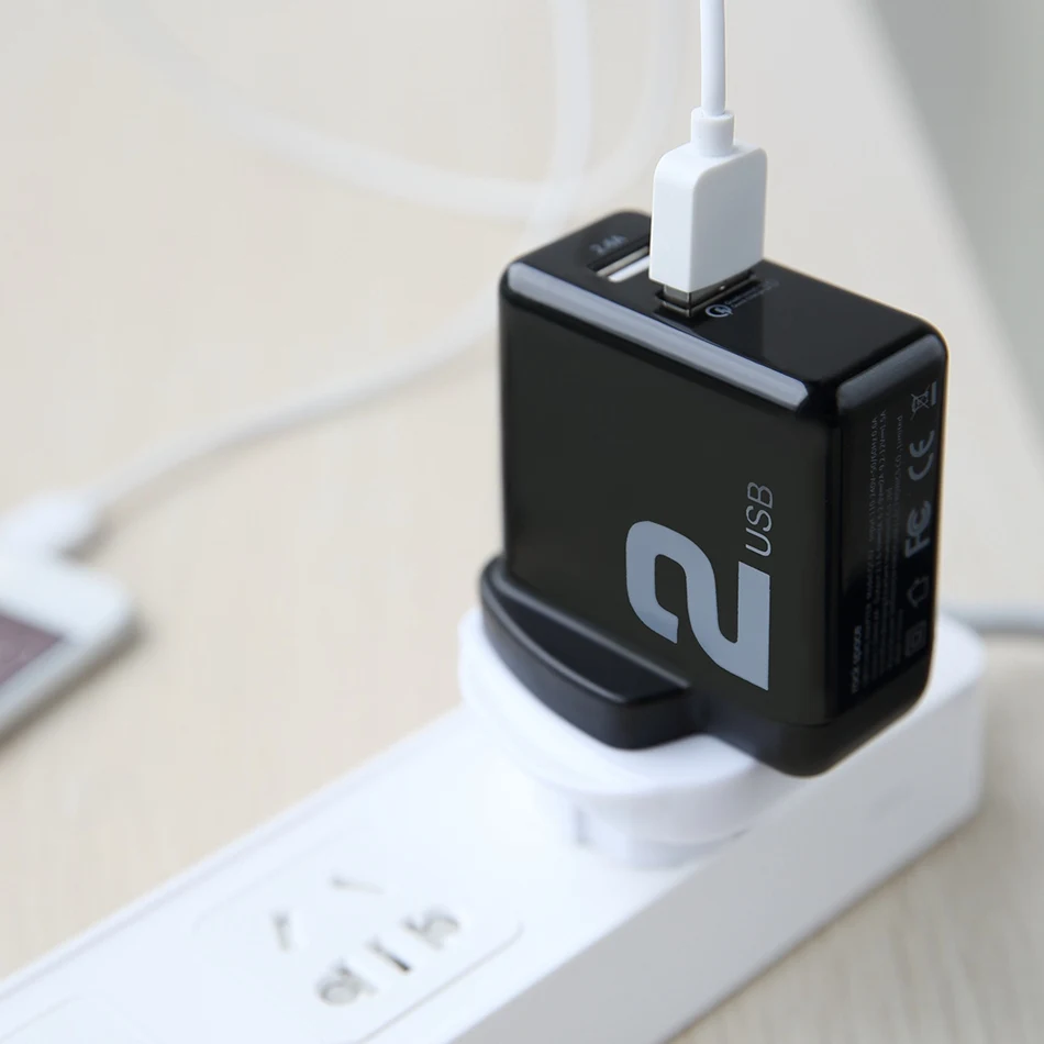QC3.0 быстрое двойное зарядное устройство USB, ROCK 30 Вт Быстрая зарядка 3,0 зарядное устройство для мобильных телефонов для samsung/Xiaomi/huawei FCP Быстрая зарядка QC2.0