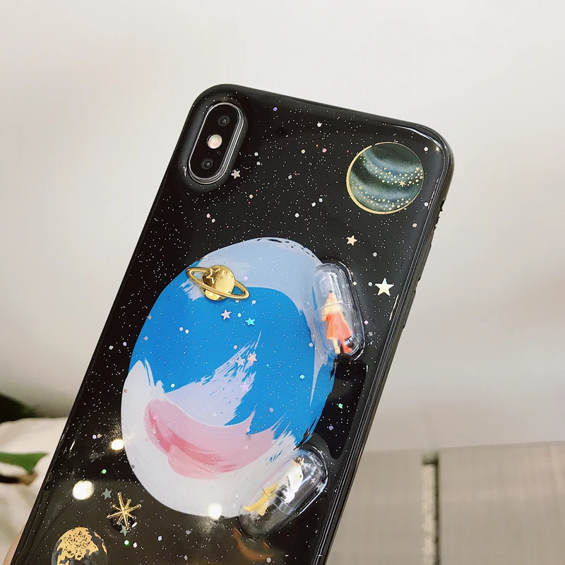 Чехол для телефона GlamPhoneCase 3D Character Planet iPhone XS Max XR X 8plus 8 7plus 7 6 S/6 Plus Блестящий Мягкий