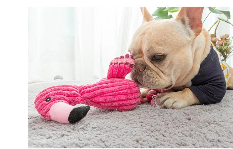 Милый плюшевый фламинго Pet укус собаки жевательные игрушки Чихуахуа/Йоркшира/бульдога/мопса/корги маленькая собака Интерактивная/скрипучий звук игрушка