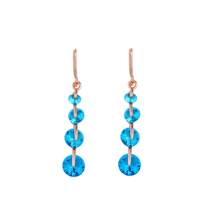 Blue OCESRIO новые 585 серьги из розового золота с розовым камнем длинная водяная капля красивые серьги модные золотые 585 ювелирные изделия Свадебные ers-p97 - Окраска металла: Blue