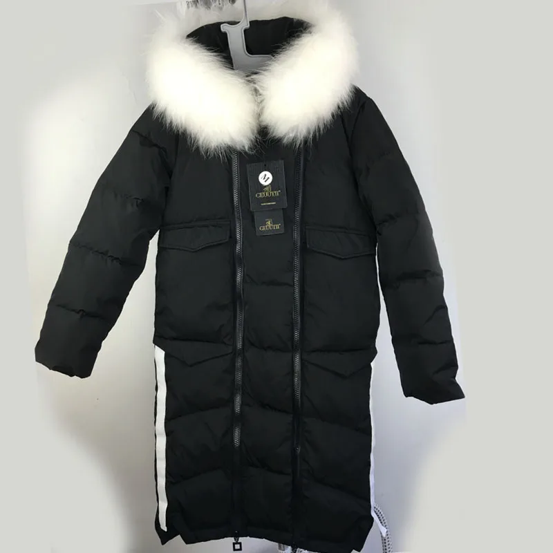 Большой натуральный мех енота 2018 Высококачественная Зимняя парка Женская