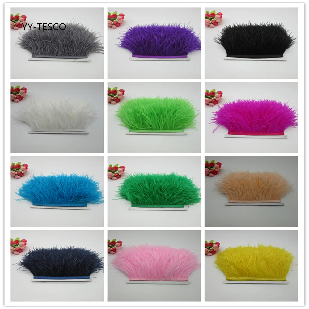 

10 yards high quality real ostrich feather trims for skirt/dress/costume 3-4 inch 8-10CM ribbon feather trimming wholesale