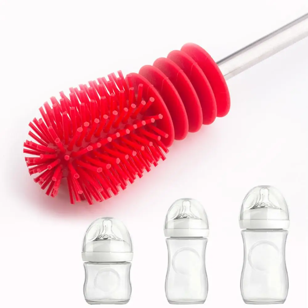 New For Washing Cleaning Rotary Handle Long Handle Scrubbing Feeding-bottle Brush
