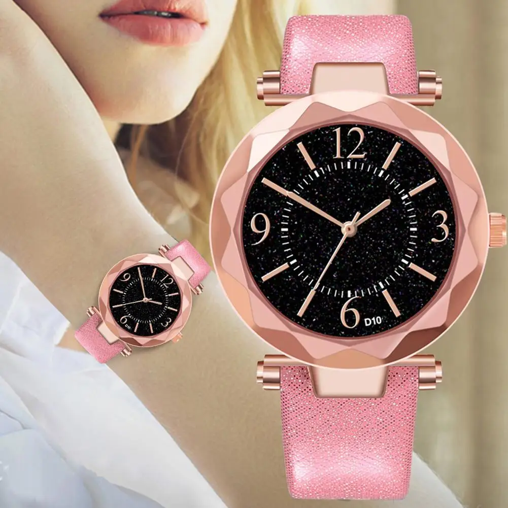 Женские кварцевые часы с роскошным ремешком повседневные розовое золото