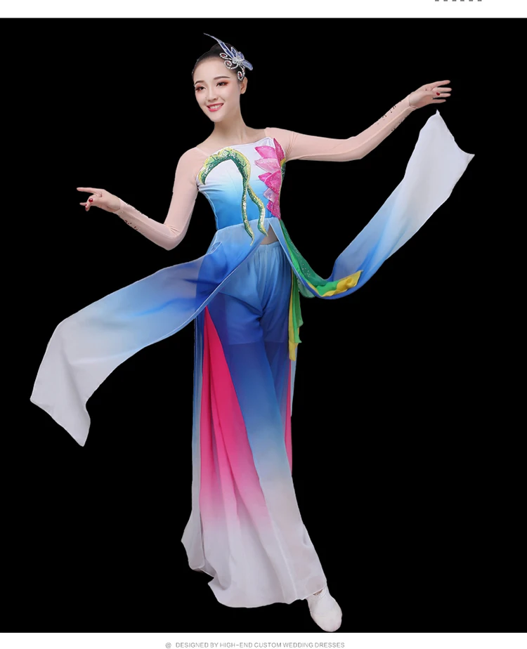 Женский Классический танцевальный костюм Hanfu изящный вентилятор в китайском