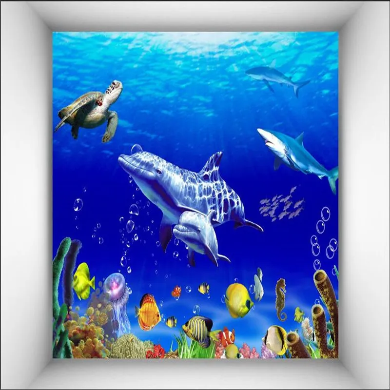3d обои росписи художественный Декор картина фон подводный мир Дельфин отель