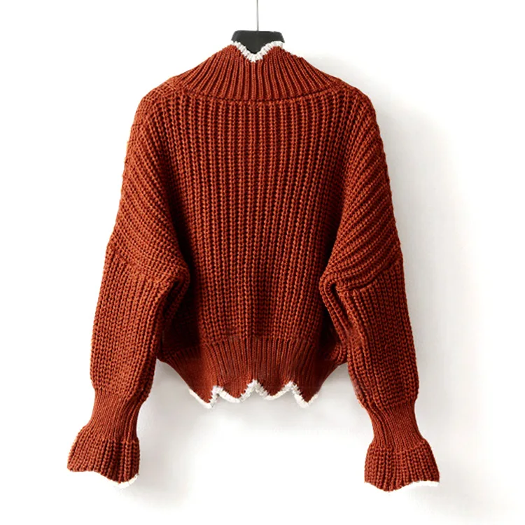 OMCHION Sueter Mujer 2018 V Neck Waves Irregular Crop Sweater Women Casual Korean Short Knit Pullover Autumn Jumper LMM100 | Женская