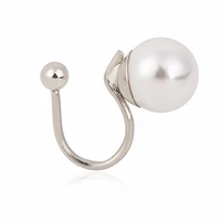 white black grey simulated pearl ball metallic silver plated ear cuff clip earrings for women