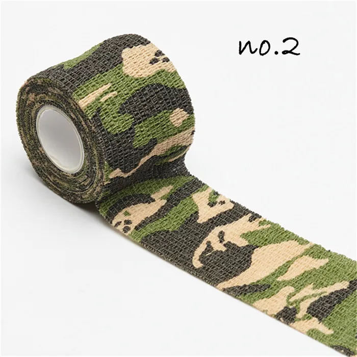 no.2 5x450 см, самоклеющаяся камуфляжная эластичная лента, обертка для выживания на открытом воздухе, военная камуфляжная растягивающаяся повязка, водонепроницаемая Камуфляжная Лента для охоты - Цвет: no.2