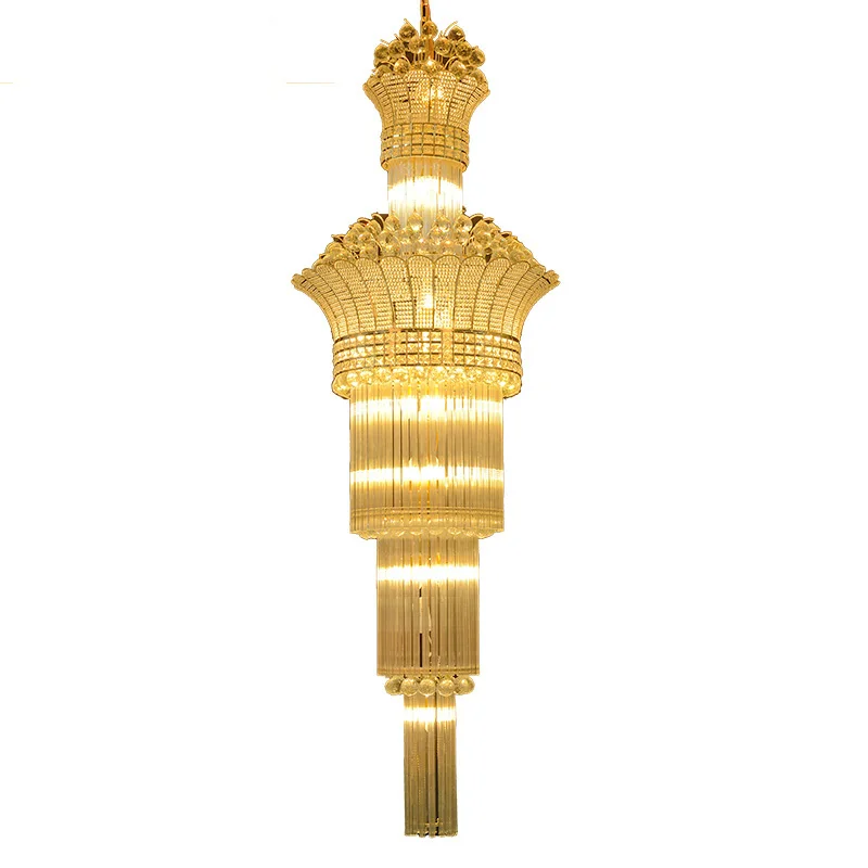 Современная Минималистичная Золотая подвесная люстра S длинная ажурная лестница