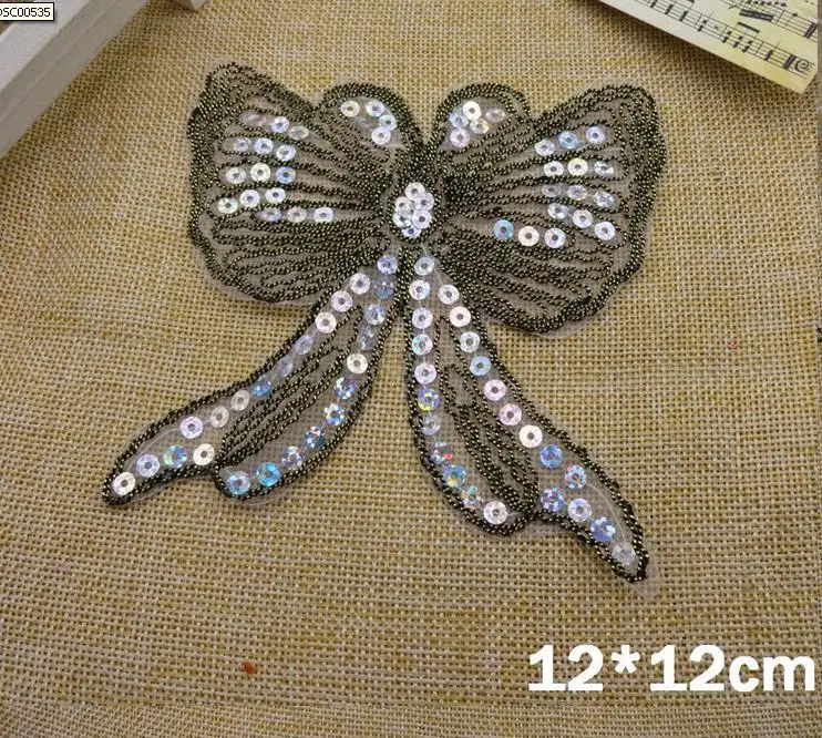 Лот блесток ленты лук кружева aplique, патч, DIY 12*12 см