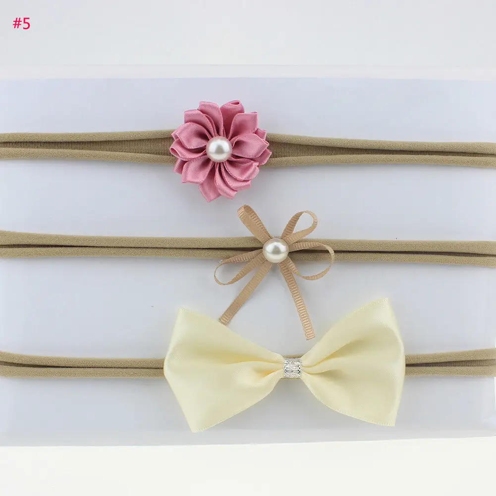 

Babies 3Pcs/lot Elastic Cloth Bowknot Floral Hair Band Baby Floral Headband Baby Girls Newborn Headwear Accessories