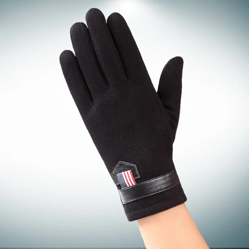 Мужские перчатки с сенсорным экраном Зимние Теплые наручные деловые варежки для