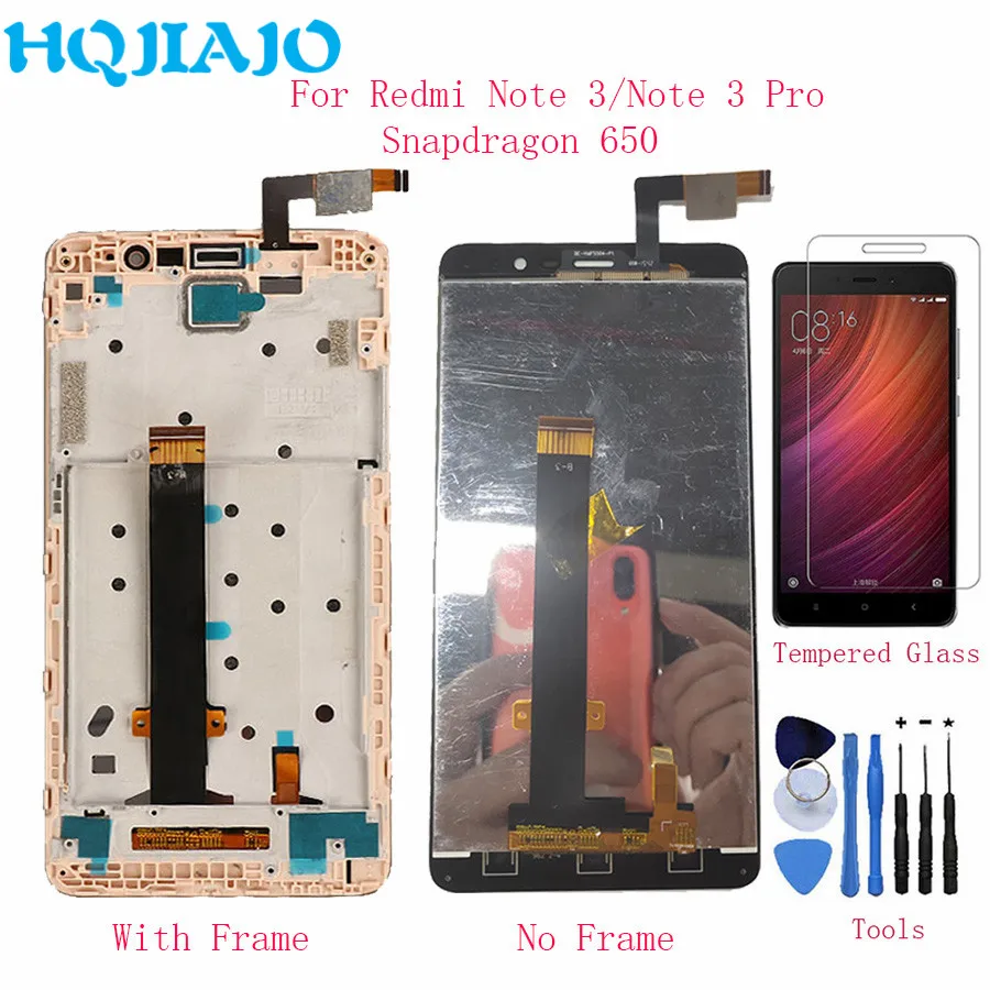 ЖК экран HQJIAJO для Xiaomi Redmi Note 3 Snapdragon 650 сенсорный дигитайзер с рамкой Pro 150 мм