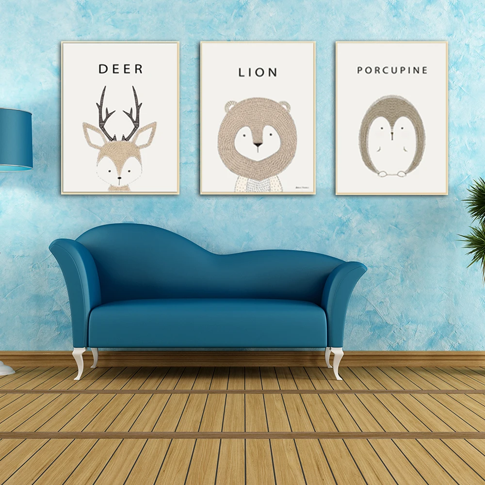Милый постеры с животными: комната для декора милой пандой Детская wall art детская