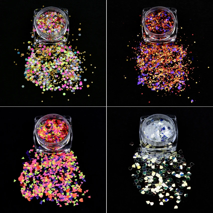 12 стилей дизайн ногтей в горошек ромб конфетти голографический бриллиант