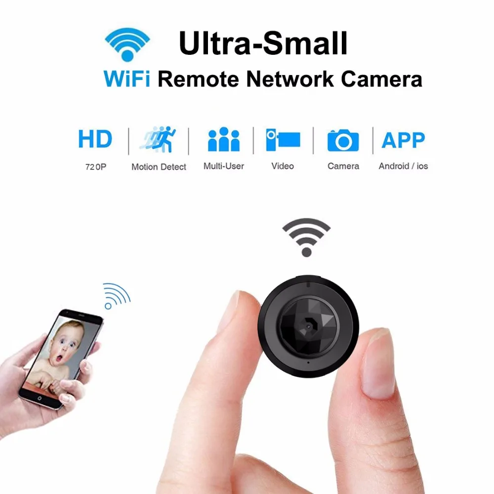 Мини Wi Fi камера IP P2P маленькая видеокамера с ночным видением Спортивная