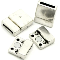 5 sets magnetic clasps rectangle metal silver tone for charm bracelets jewelry diy making findings 21x16mm