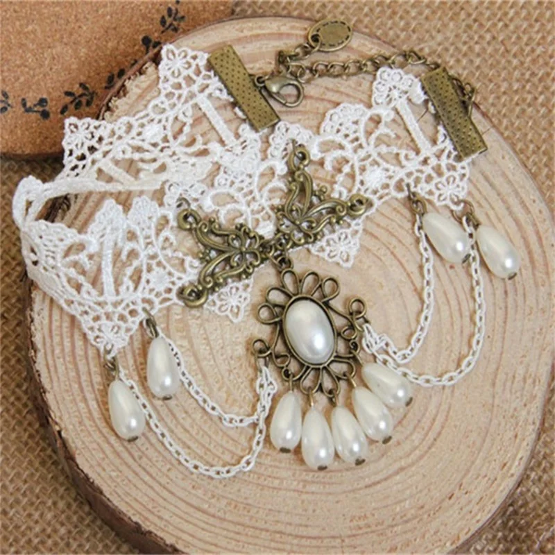 Женский белый кружевной ножной браслет готические ювелирные украшения для