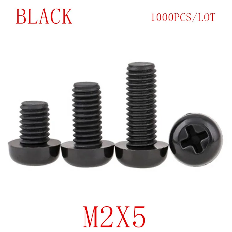 

1000PCS wholesale M2*5 M2x5 black nylon plastic round pan head screw