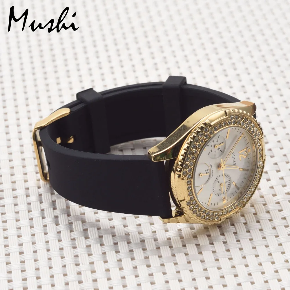 MS силиконовый ремешок для часов черный дайвер резиновый с матовой застежкой из