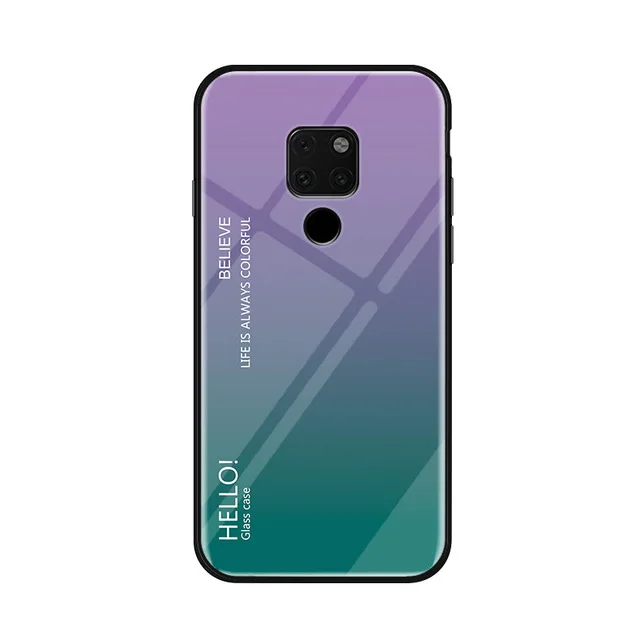 Purple Чехол из закаленного стекла Ollyden для huawei mate 20X, роскошная градиентная задняя крышка, мягкая рамка, чехол для телефона huawei mate 20 X, чехол в виде ракушки - Цвет: Purple