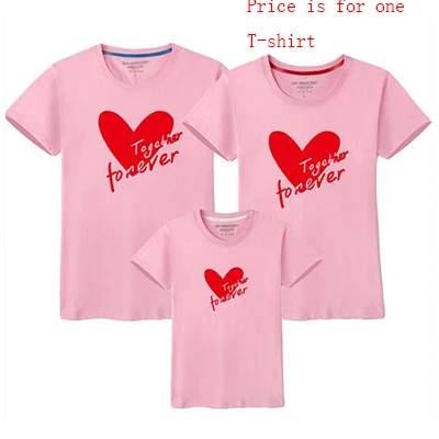 pink Одинаковая одежда для семьи; одежда для мамы и дочки; семейная футболка; одежда для мамы и сына; хлопковая одежда с надписью «Love» для папы и сына - Цвет: pink