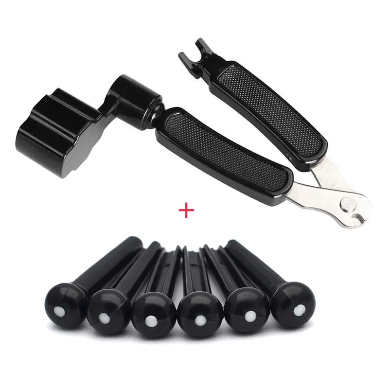 with black pins 3 в 1 многофункциональная гитарная струнная намотка струнная штифт Съемник струнный резак инструмент для настройки гитары аксессуары для гитары - Цвет: with black pins