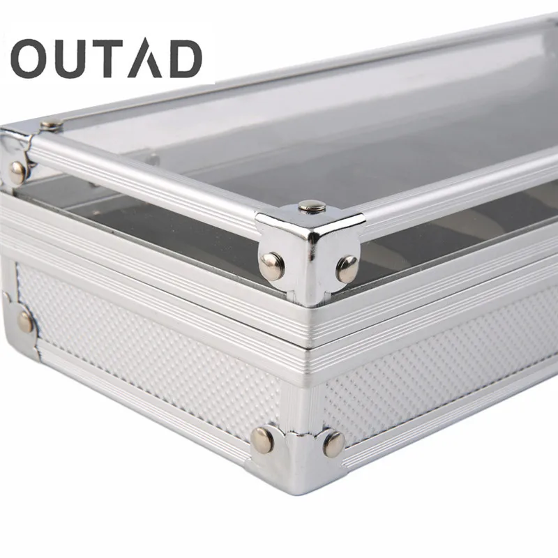 6 Grids Insert Slots Aluminium Watch Box Jewelry Watch Holder Display Storage Box Saat Kutusu