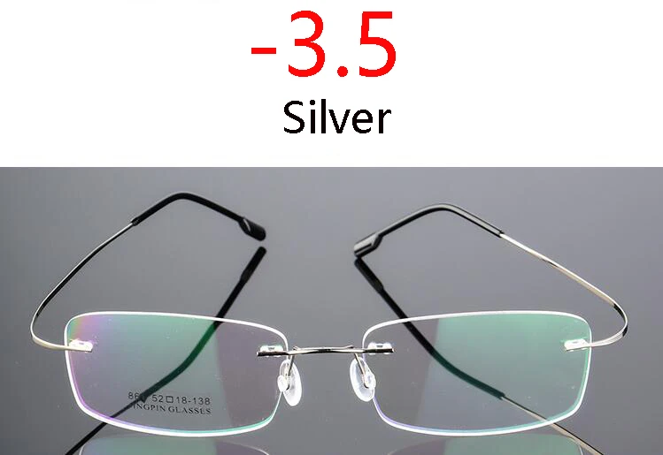 Myopia 350 Покрытие сверхэластичные бескаркасные очки для близорукости для мужчин и женщин без оправы Сверхлегкая оправа Очки для близорукости 100~ 400 градусов - Цвет оправы: Myopia 350