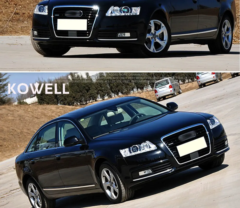 KOWELL автомобильный Стайлинг для Audi A6 C5 фары 2005-2012 A6 светодиодный фары DRL Объектив двойной луч HID комплект ксеноновые би ксеноновые линзы