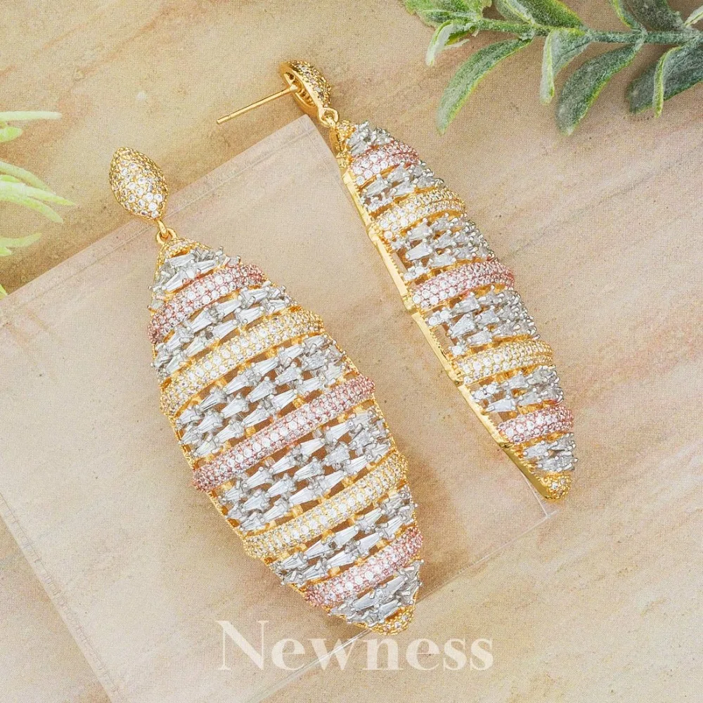 Новинка высокое качество модные роскошные супер 3 тона серьги кубический