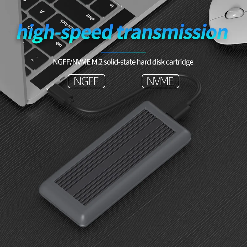 NVME&NGFF M.2 ssd cases type-c port heat dissipation aluminum ssd high speed transmission hard drive enclosure