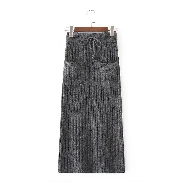 autumn winter women's elegant pencil knitted skirts slim tight hip skirt ladies floral printed long OL office | Женская одежда