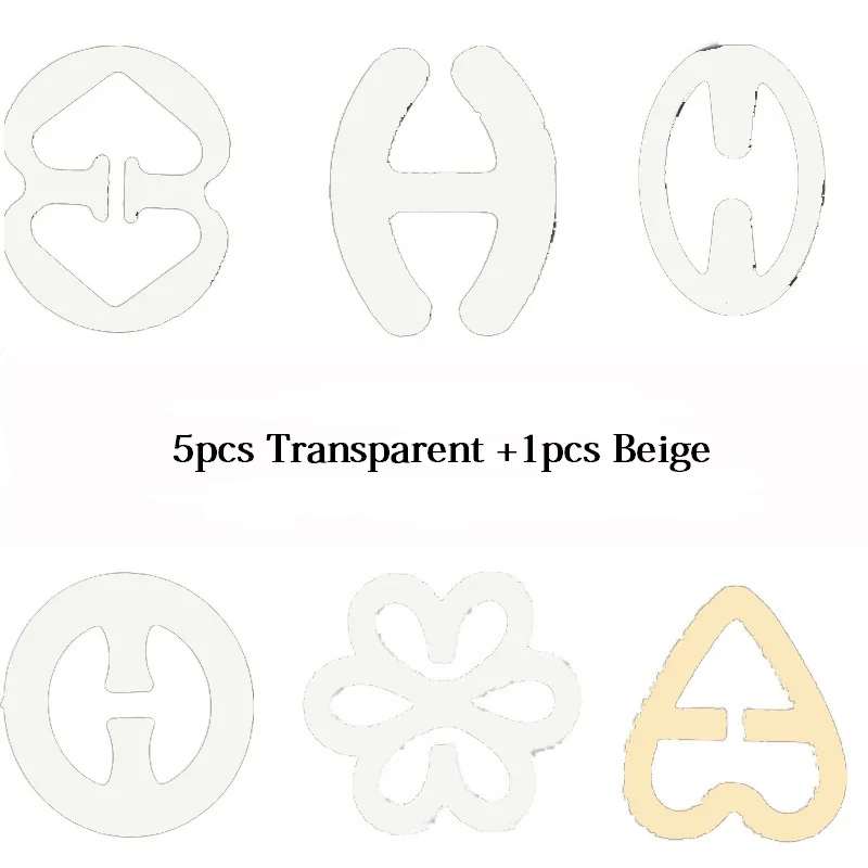 5 Transparent 1beige 6 форм/набор, женское нижнее белье, свадебное бра, пряжка, теневая форма, нижнее белье, застежка, прозрачный бюстгальтер, зажимы, держатели на бретельках, аксессуары - Цвет: 5 Transparent 1beige