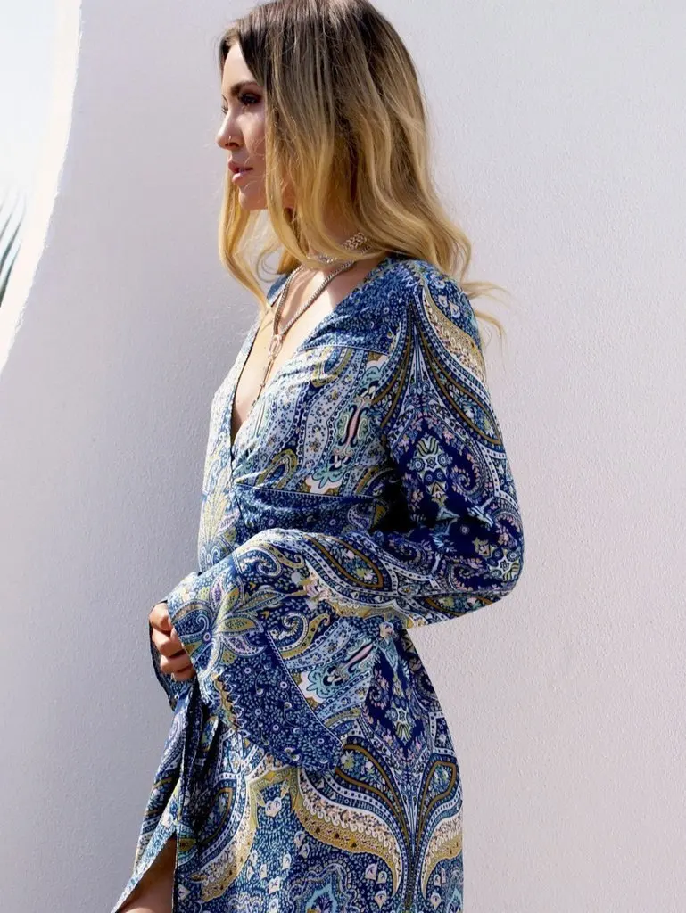 Женское летнее платье макси с цветочным принтом длинное пляжное в стиле бохо