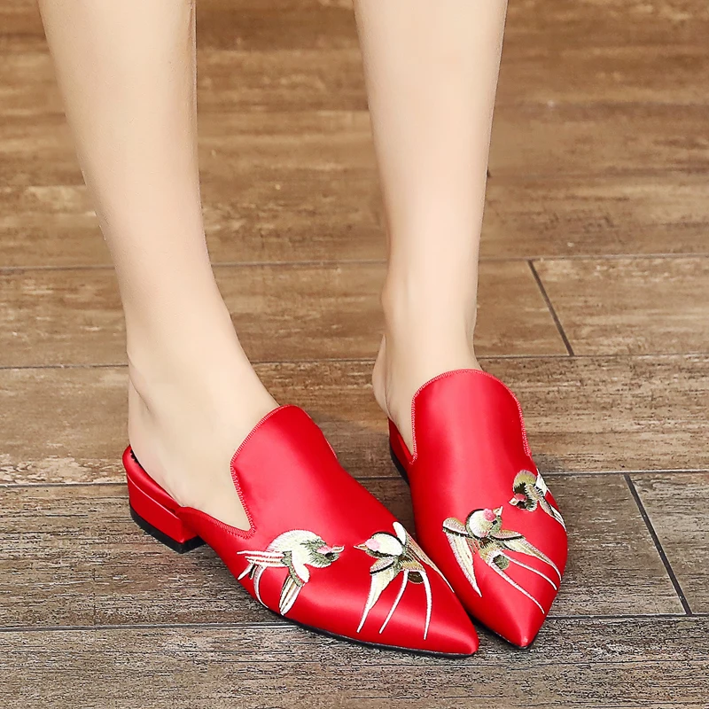 Sandalias Mujer Sapato; модная женская обувь с вышивкой; сезон весна-лето; повседневные домашние пляжные сандалии; шлепанцы; большие размеры; 1028-1