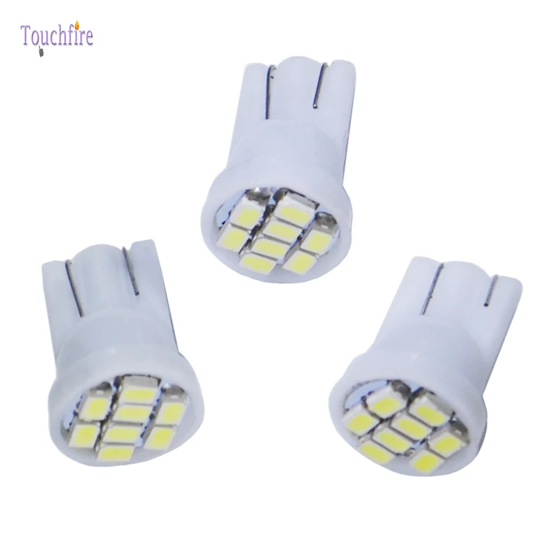 100 шт. светодиодный T10 W5W 1206smd 8SMD светодиодный авто лампы 194 168 192 на танкетке белые Подсветка регистрационного номера DC12V хвост шторка для боковых окон автомобиля лампы
