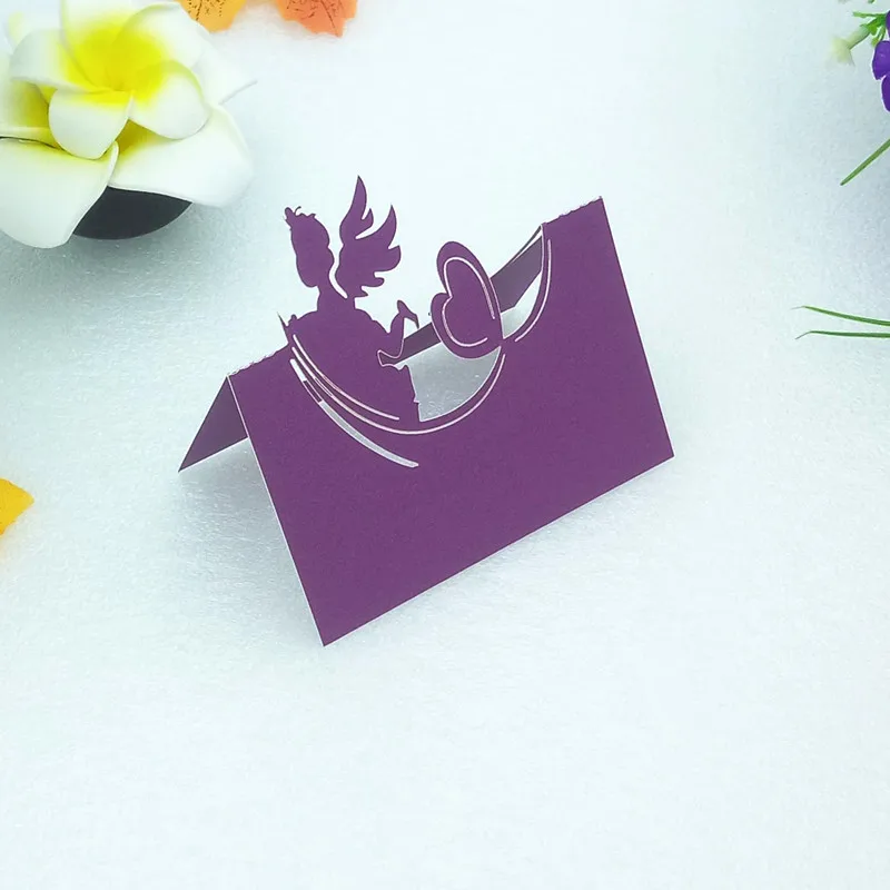 Z10-darkpurple Декор для вечеринки в честь Дня рождения Место карты Лазерная резка 98 шт. полый узор в форме сердца Свадебные События именные карточки на стол цветочный декупаж 6J - Цвет: Z10-darkpurple