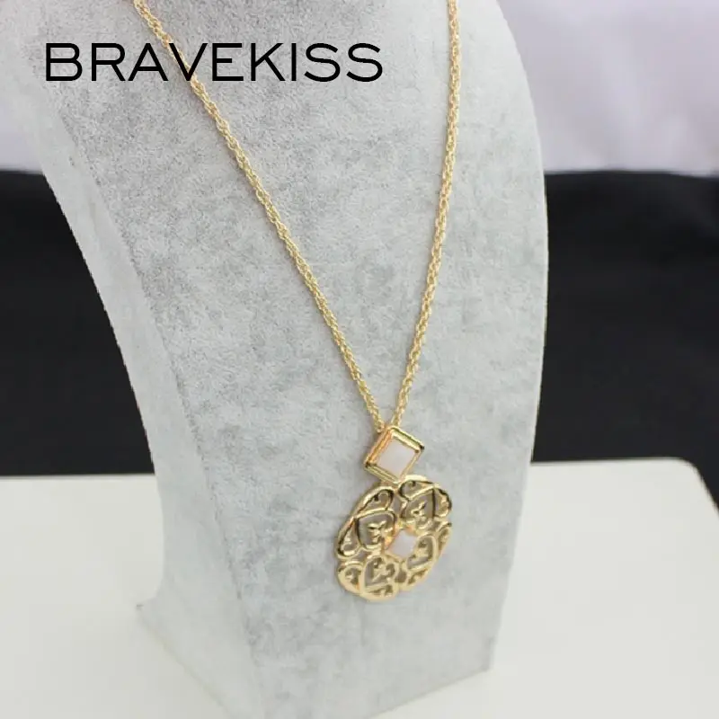 BRAVEKISS винтажное золотое ожерелье с подвеской s натуральный камень цветами из