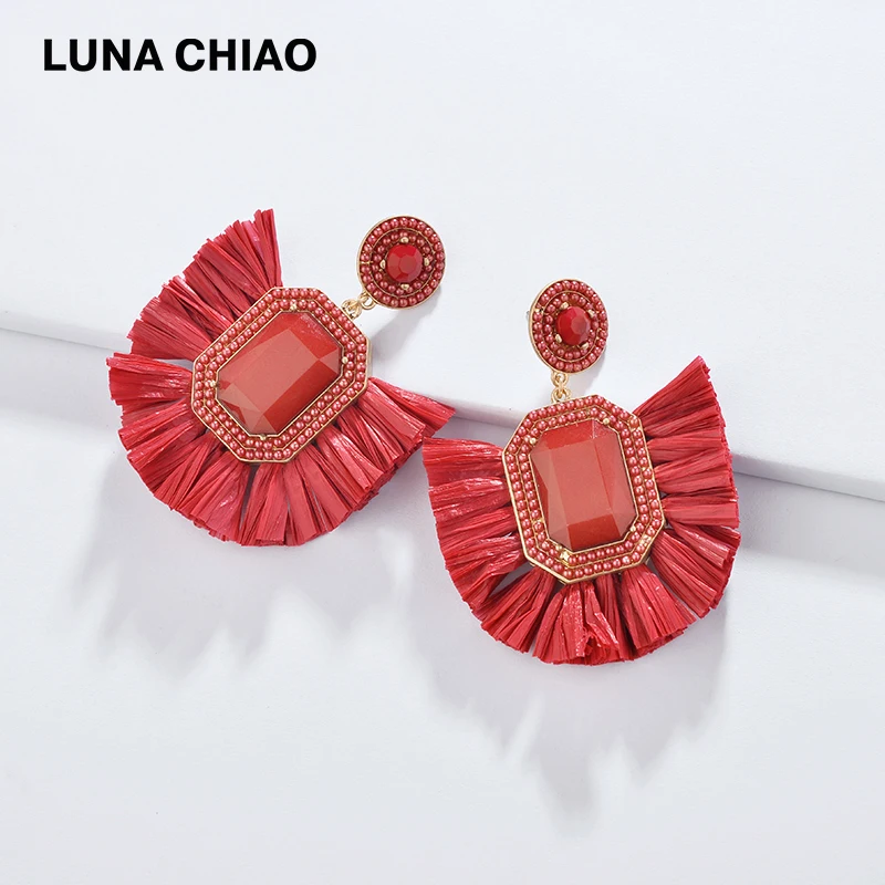 Женские серьги из рафии LUNA CHIAO новые модные подвески ювелирные изделия весна лето
